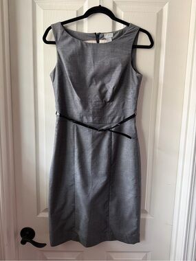 H&M Gray Sleeveless Sheath Dress with Thin Belt